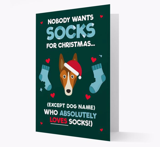 'Nobody Wants Socks for Christmas' - Personalized {breedFullName} Christmas Card